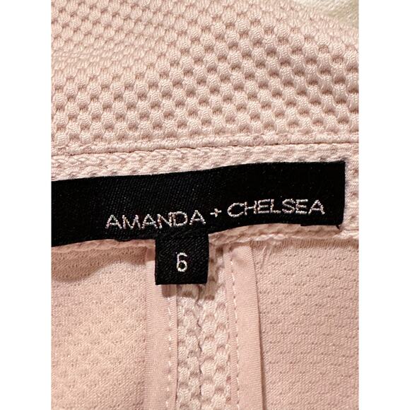 Amanda + Chelsea Light Pink Ruffle 3/4 Sleeve Textured Stretch Blazer Size 6 - Picture 11 of 11